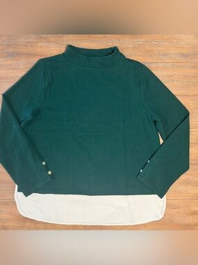 Ann Taylor Teal Ribbed Mock Neck Top #86
